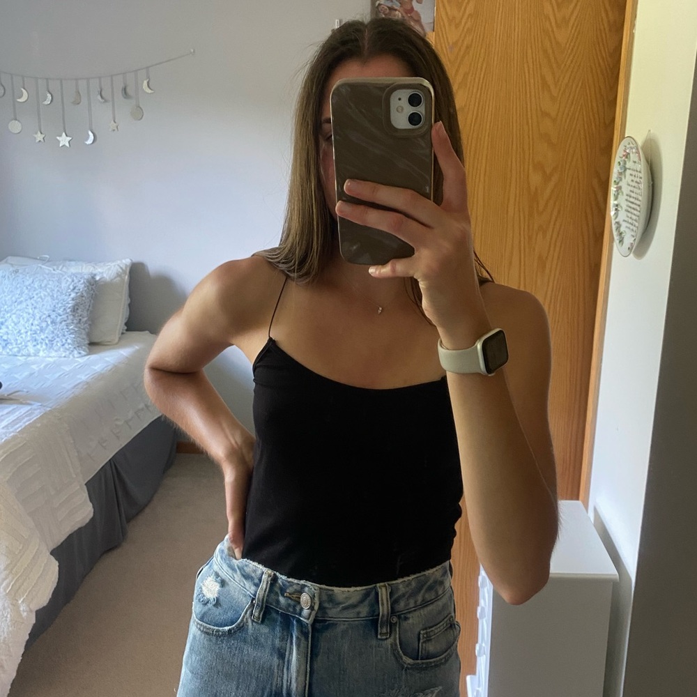 One Step Up Black Bodysuit